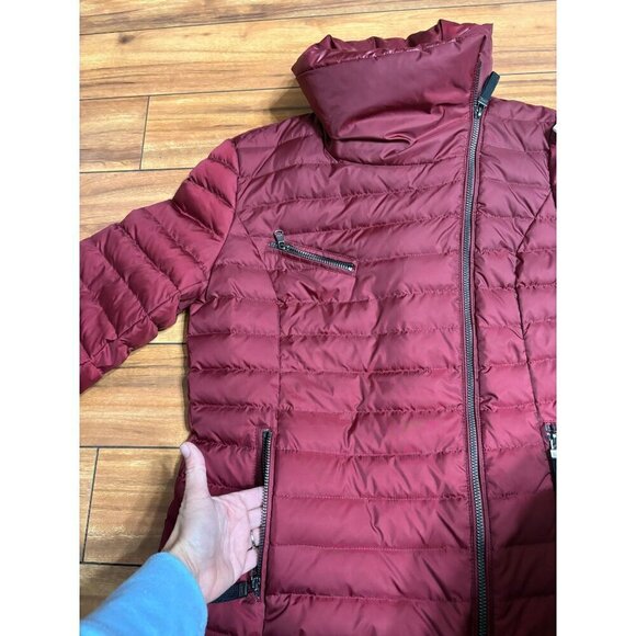 Marc New York Burgundy Down Filled Quilted Puffer Coat Women's Large Luxury - Picture 7 of 12